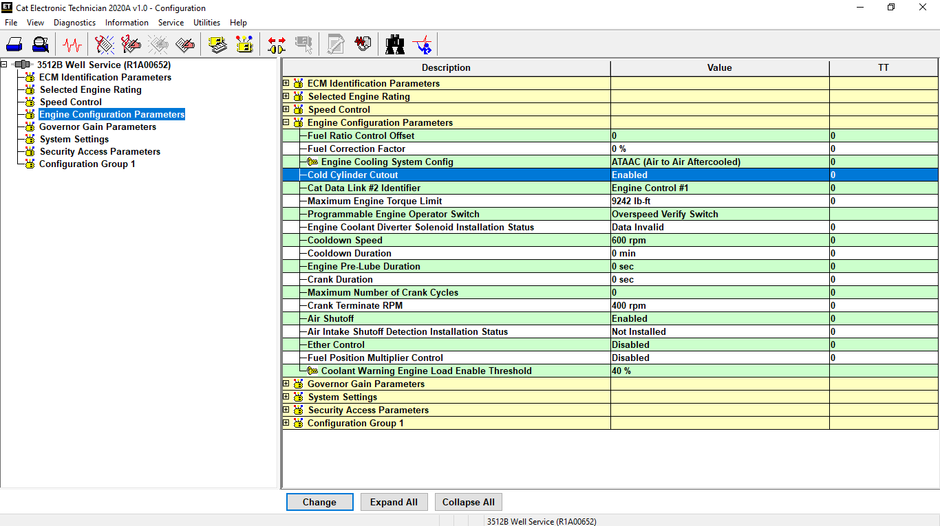 Cold Mode on Status Flags CAT ET Software