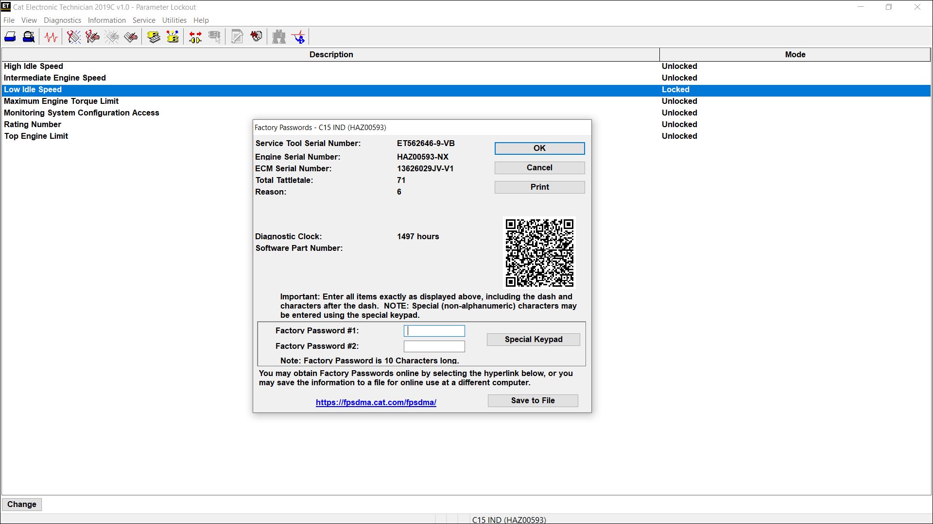 Accessing Parameter Lockout on CAT ET Software