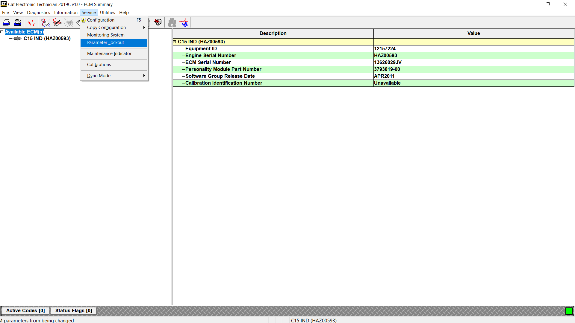 Accessing Parameter Lockout on CAT ET Software