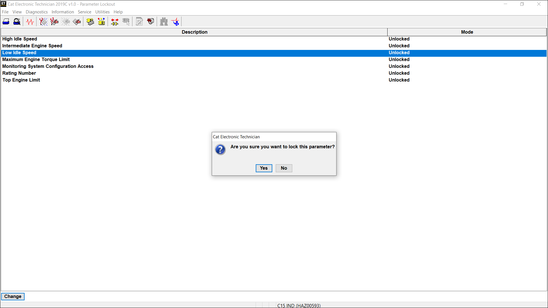 Accessing Parameter Lockout on CAT ET Software