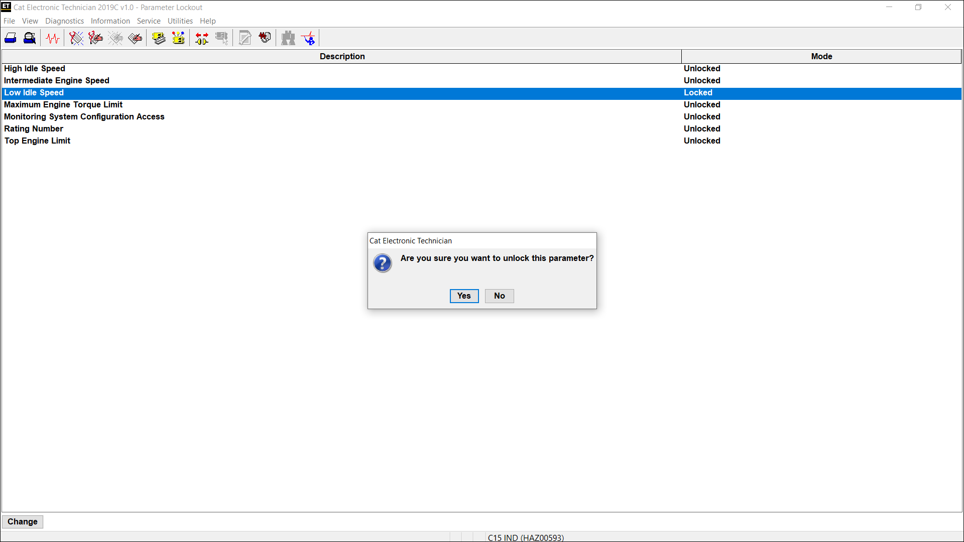 Accessing Parameter Lockout on CAT ET Software