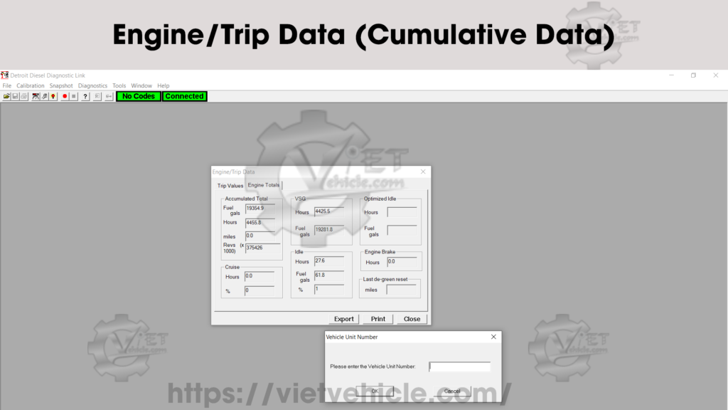 engine trip data cumulative data on 5