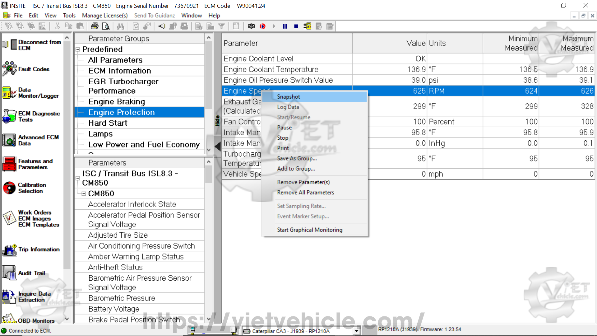 How to use Data monitor on Cummins Insite 1