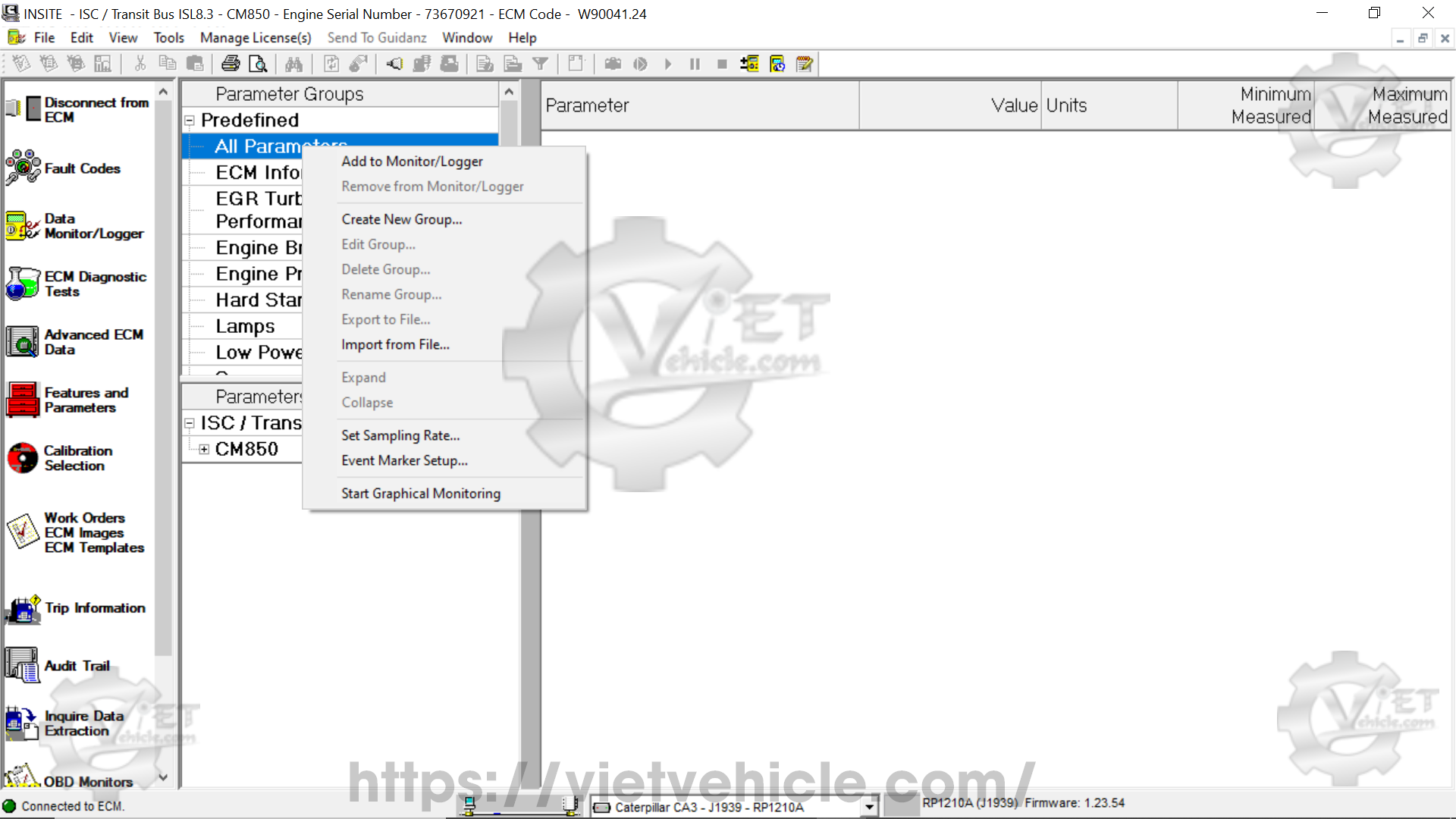 How to use Data monitor on Cummins Insite 6
