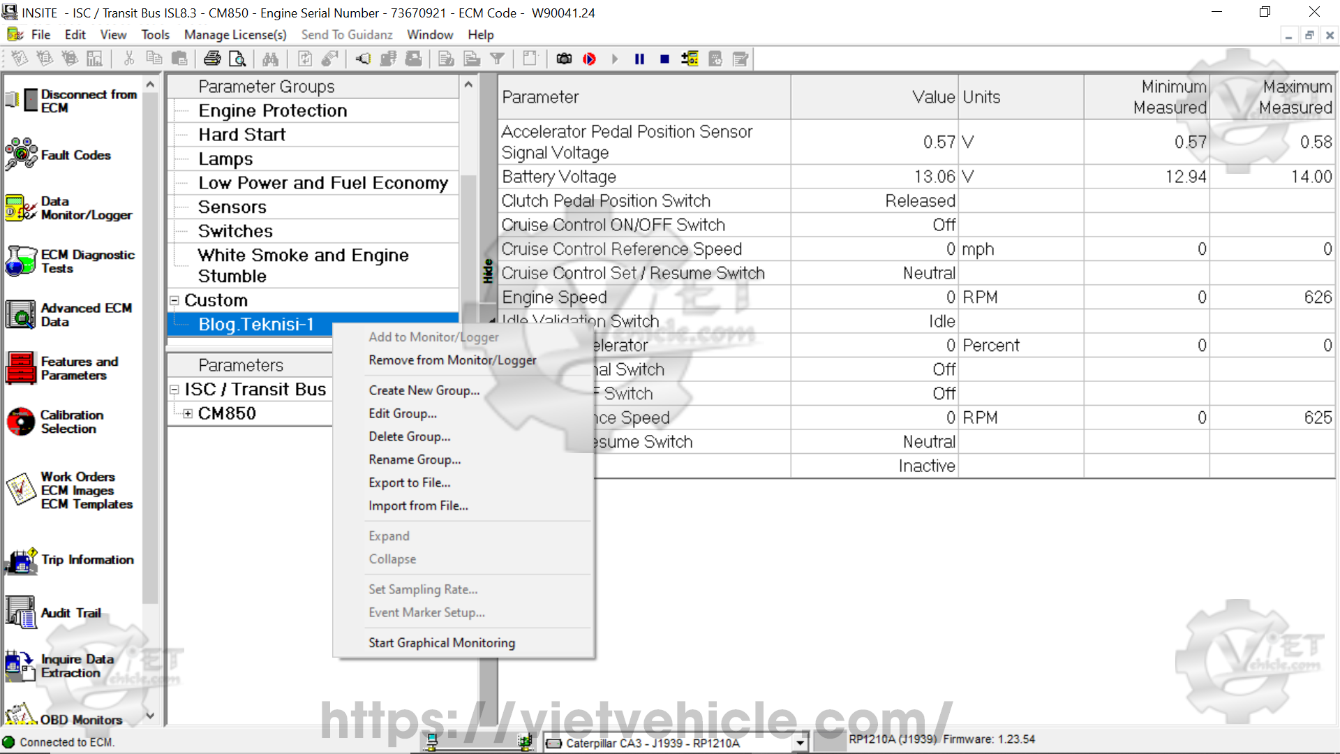 How to use Data monitor on Cummins Insite 8