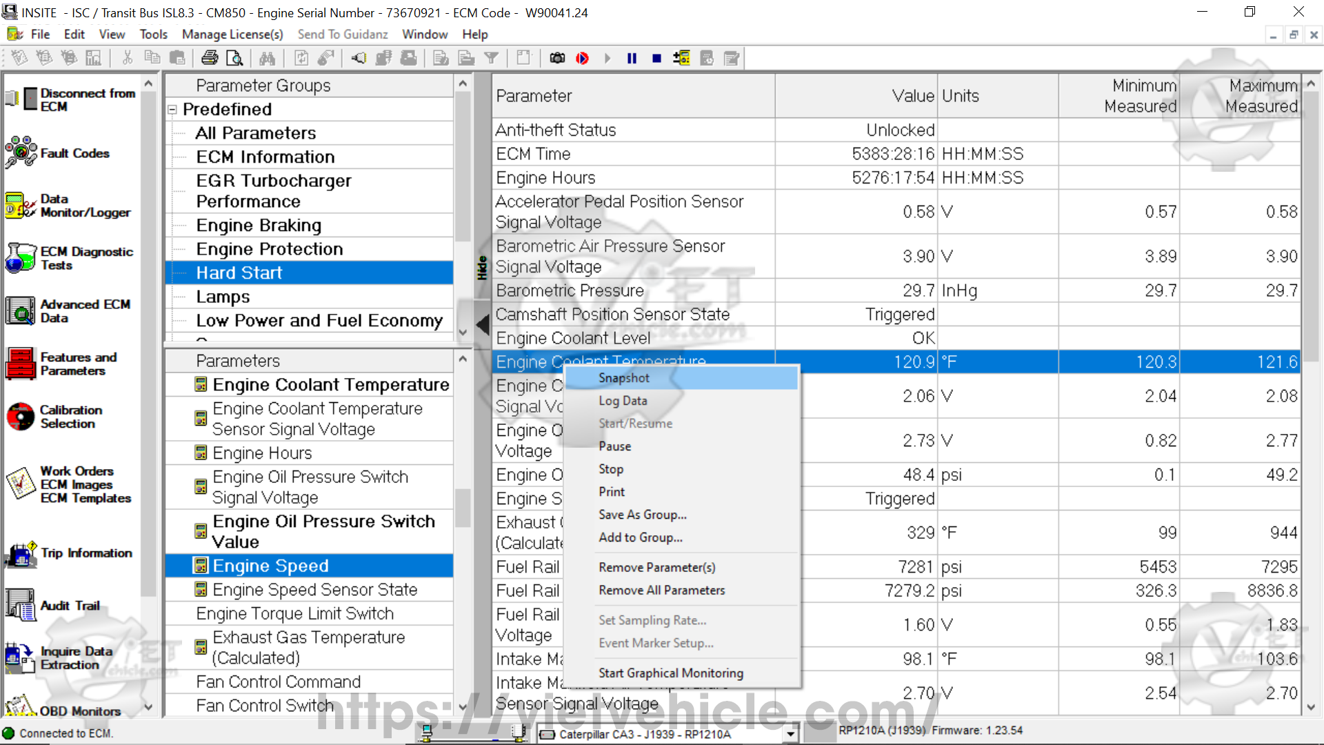 How to use Data monitor on Cummins Insite 9