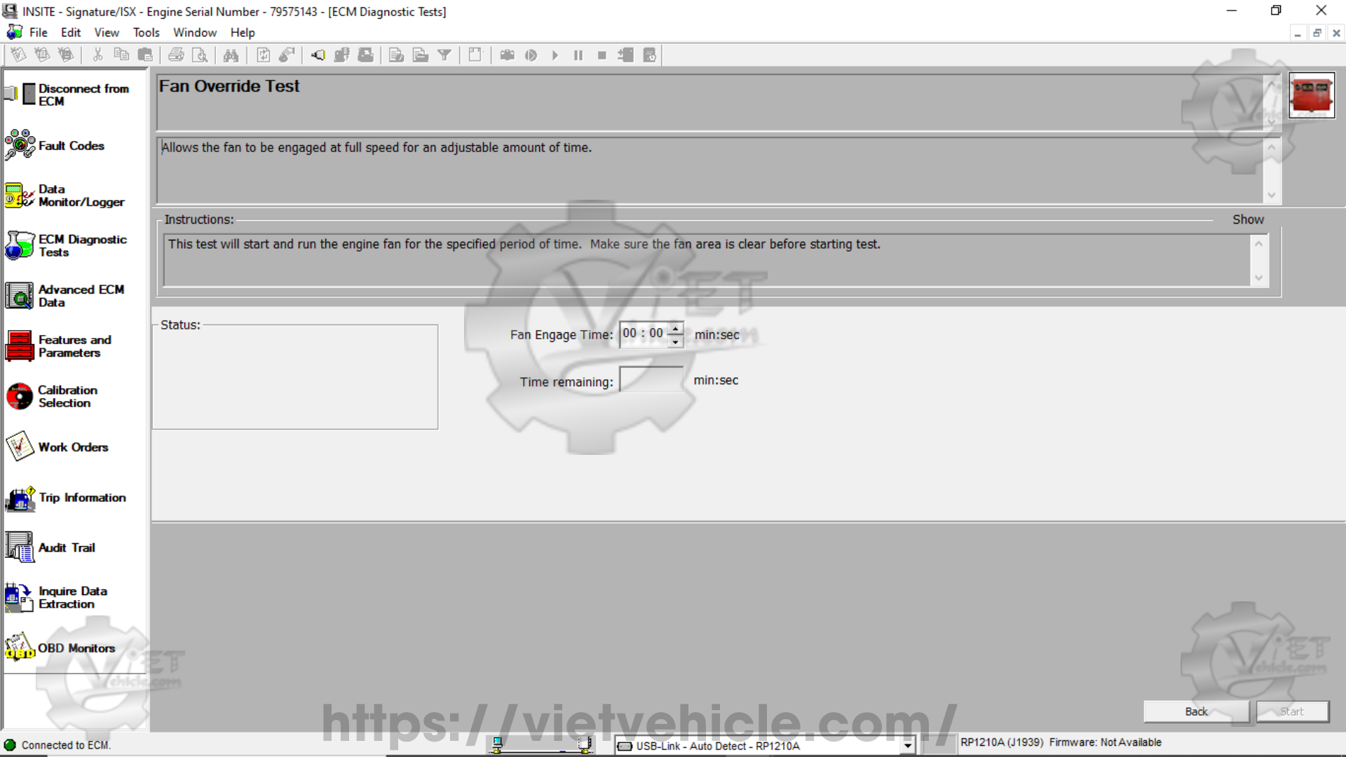 How to use Fan Override Test on Cummins engine using Cummins Insite 2