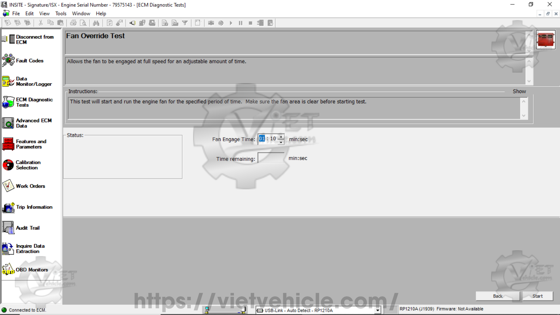 How to use Fan Override Test on Cummins engine using Cummins Insite 3