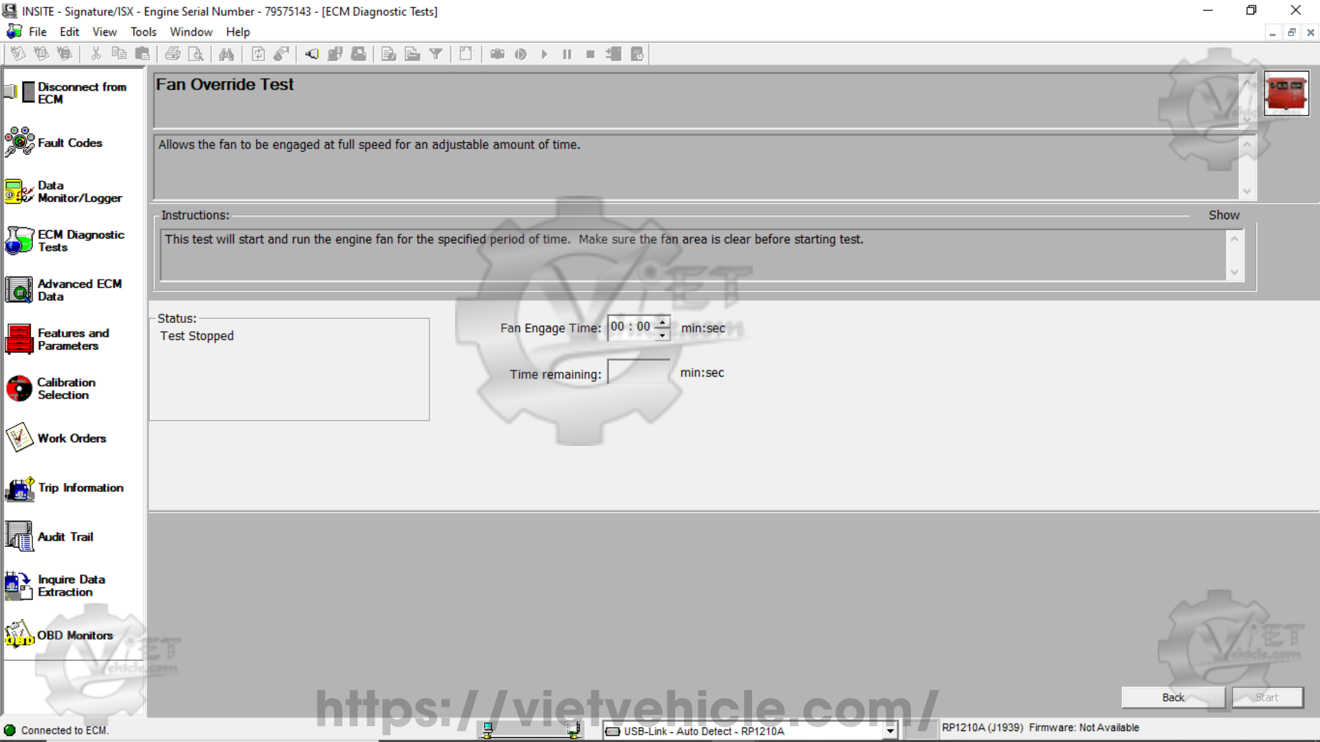 How to use Fan Override Test on Cummins engine using Cummins Insite 5