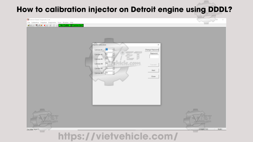 How to calibration injector on Detroit engine using DDDL avatar
