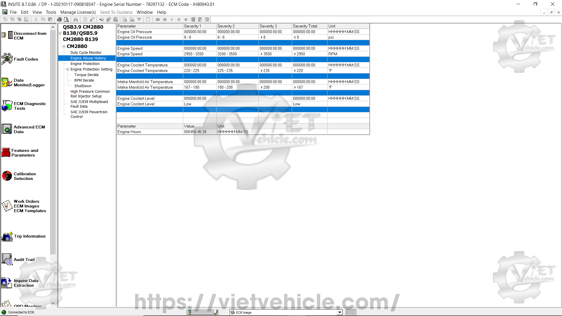 How to use Advanced ECM data on Cummins Insite 9