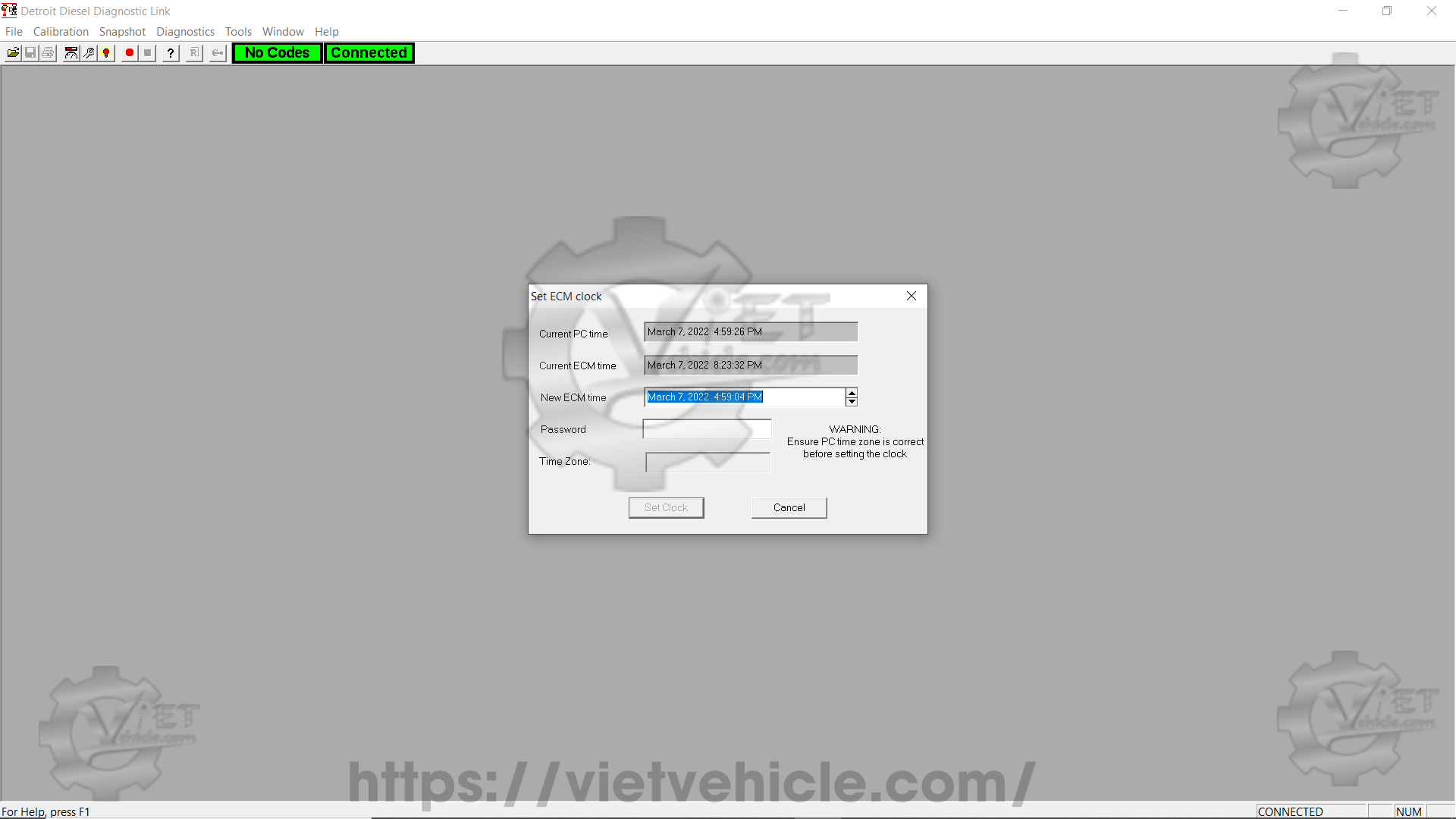 How to use Audit trail function and set ECM clock on Detroit DDDL 1