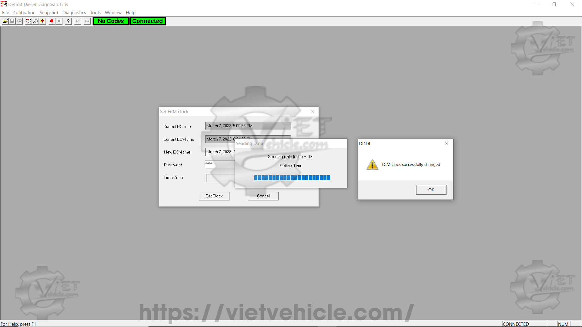 How to use Audit trail function and set ECM clock on Detroit DDDL 9