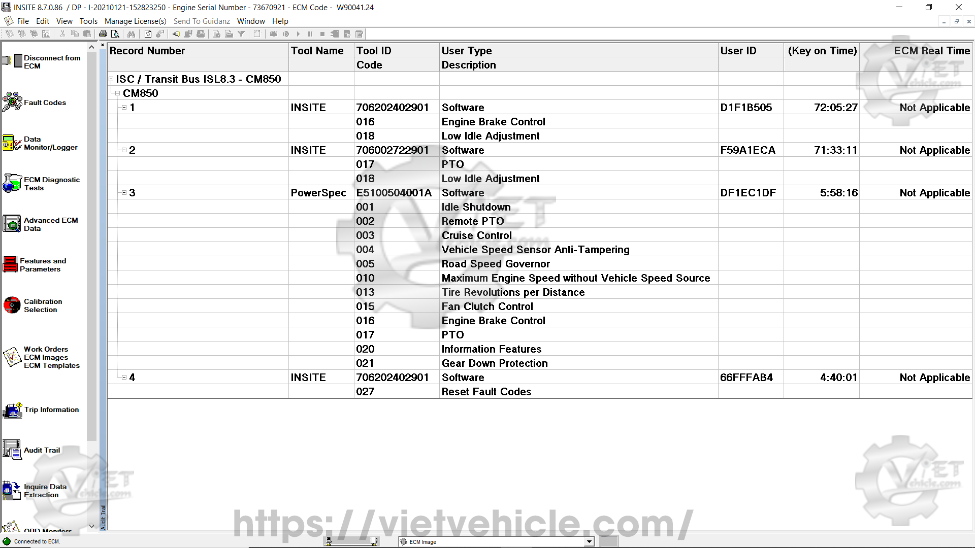 What is Audit Trail on Cummins Insite 3