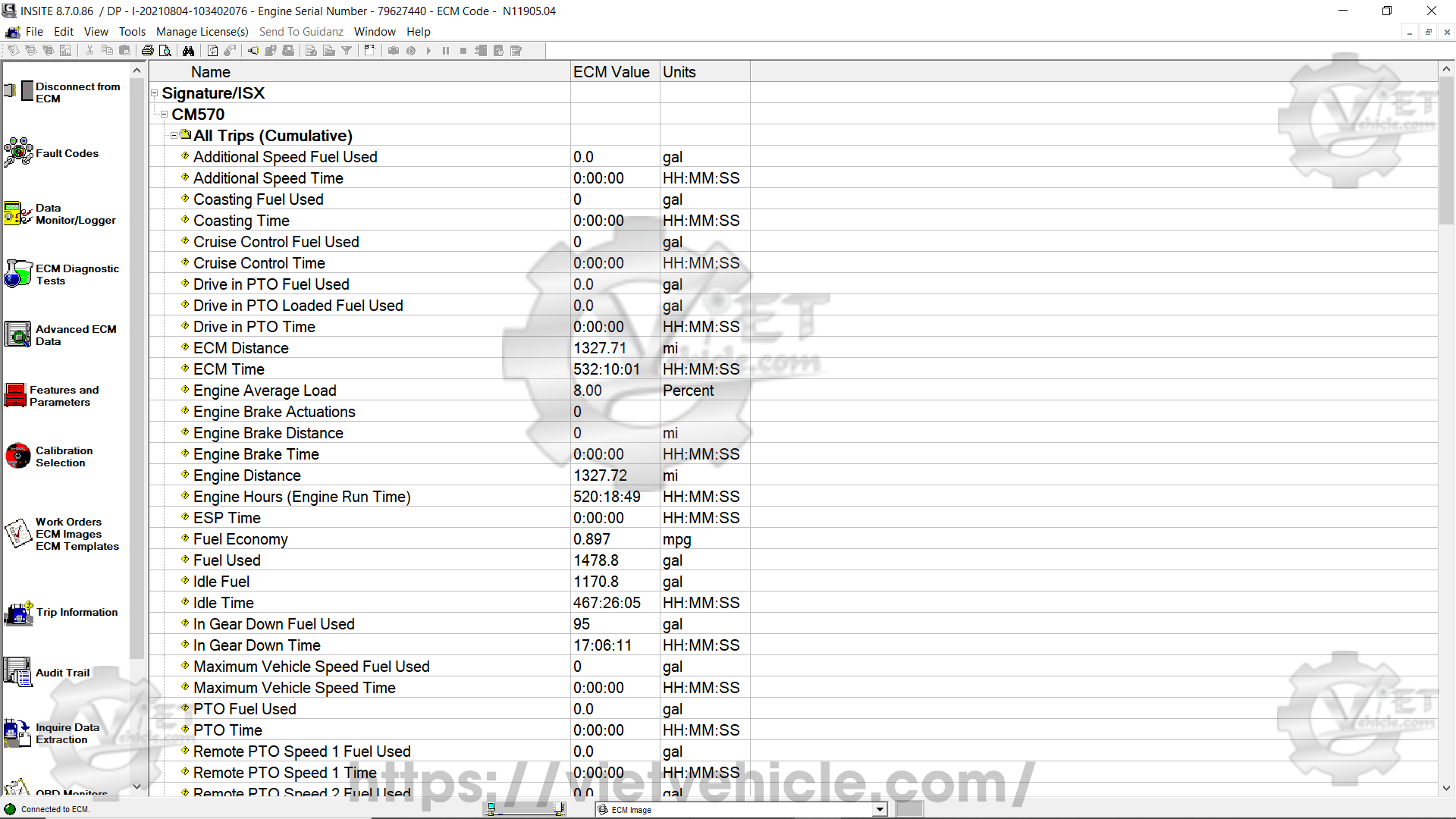 What is ECM Image on Cummins Insite 6