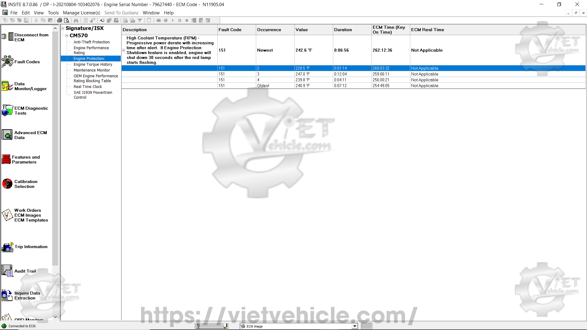 What is ECM Image on Cummins Insite 7