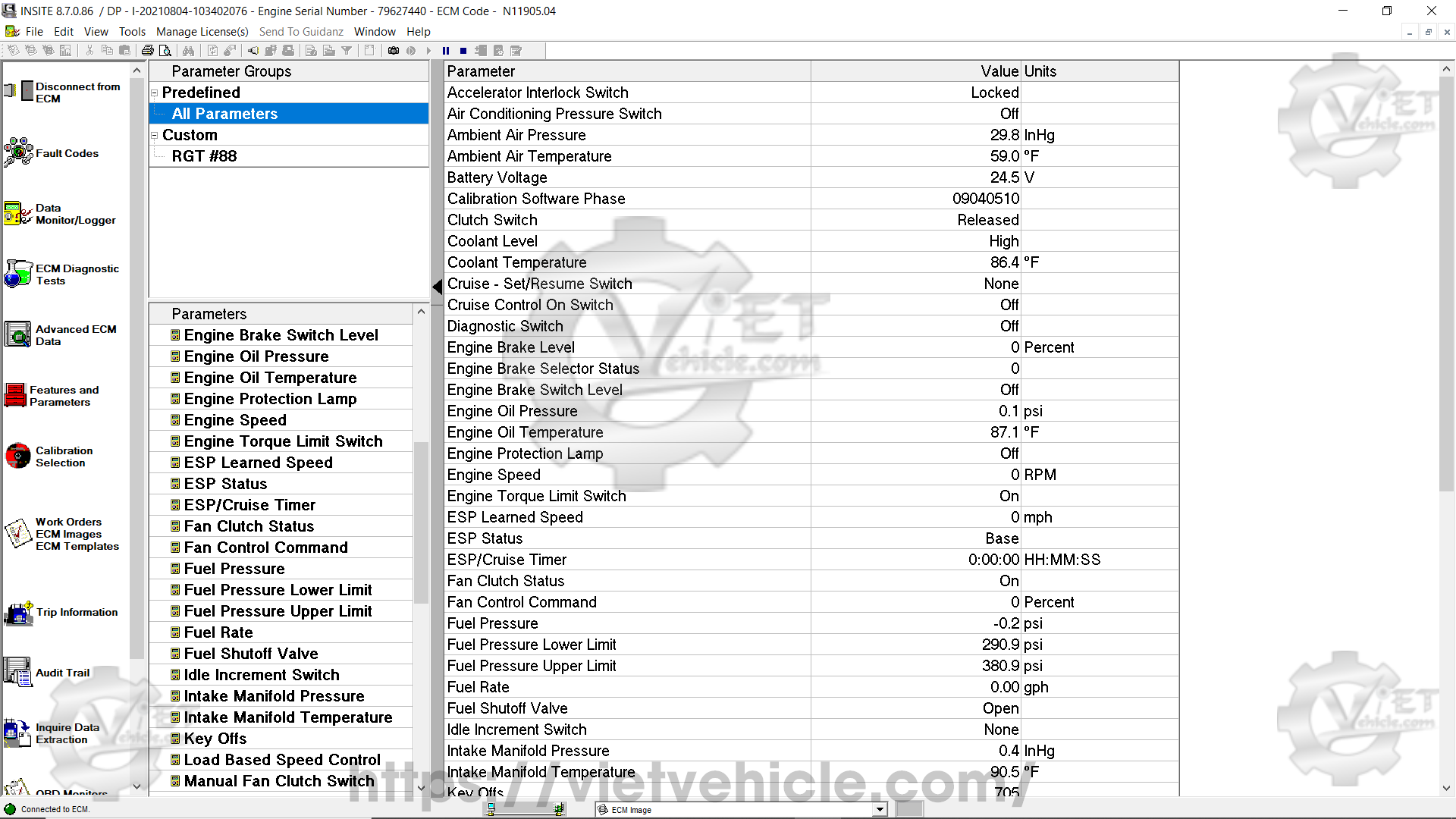 What is ECM Image on Cummins Insite 8
