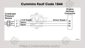 Cummins Fault Code 1844, PID: P101, SPN 101 Crankcase Pressure Circuit - Voltage Below Normal or Shorted to Low Source 15 Cummins Fault Code 1844