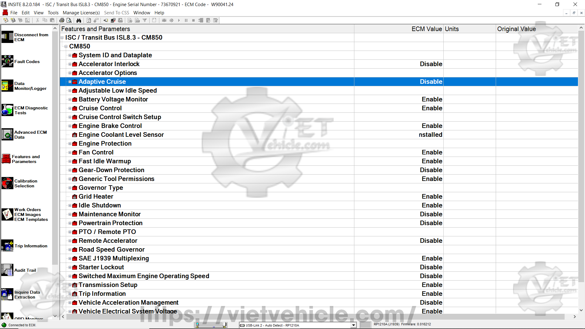 How to change Cruise Control parameter on Cummins Insite 4