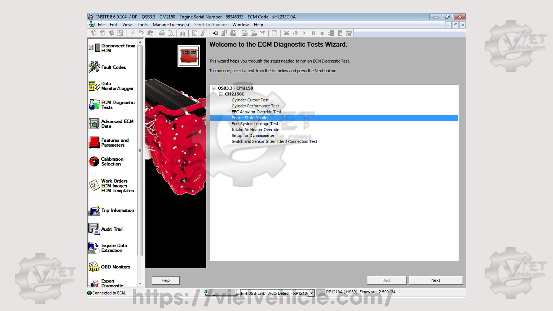 How to use Engine State Monitor function on Cummins Insite 1