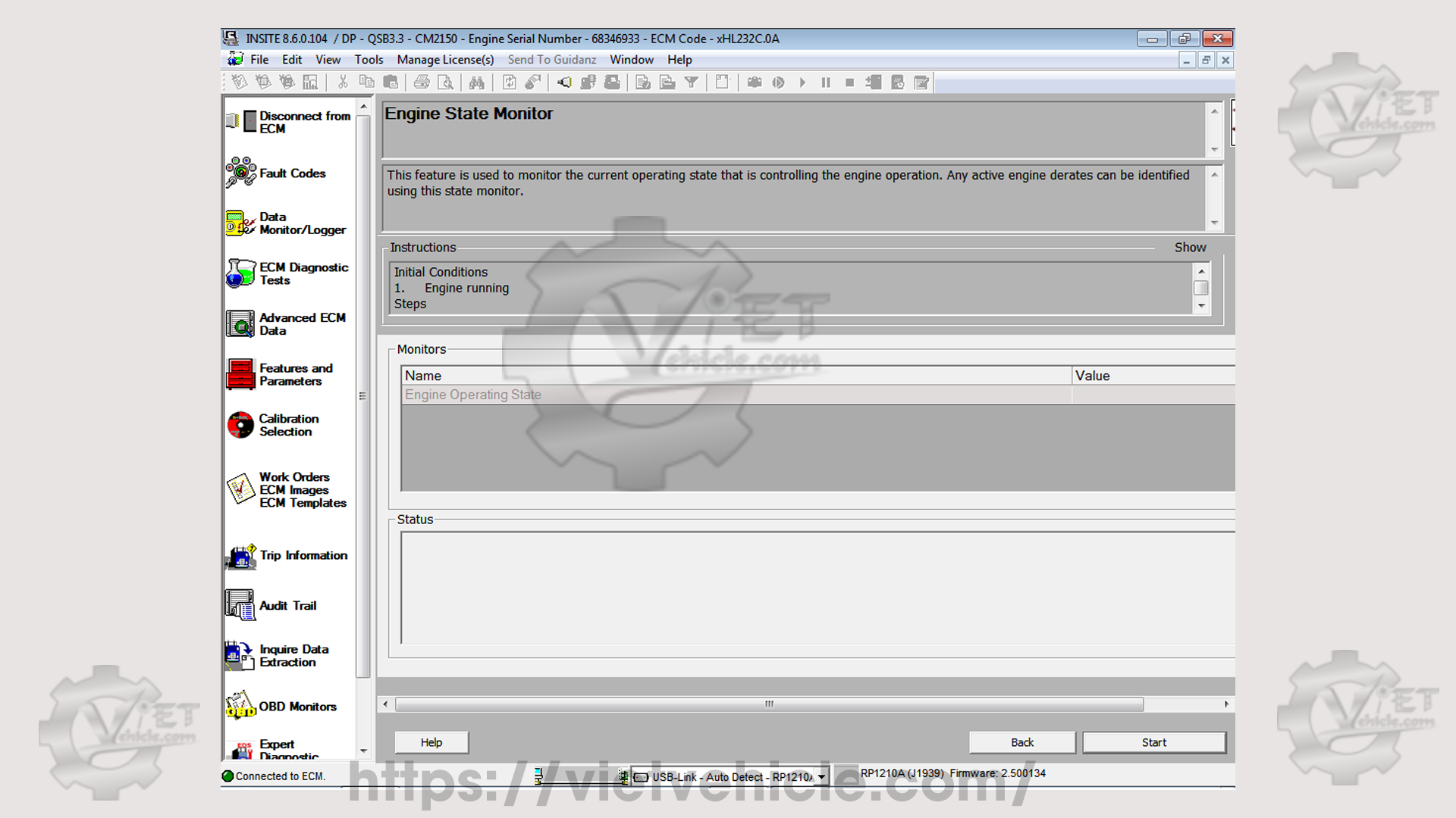 How to use Engine State Monitor function on Cummins Insite 2