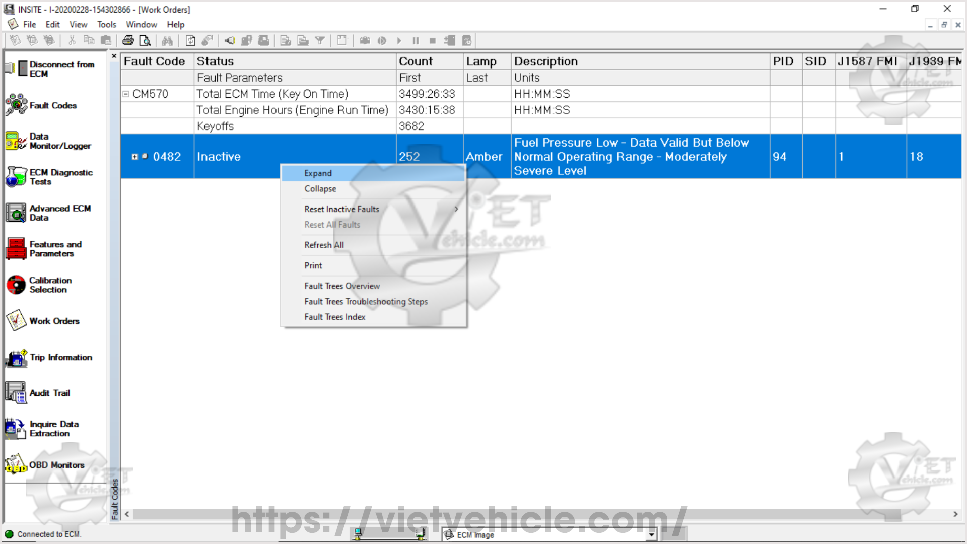 How to use Fault Code function on Cummins Insite 5
