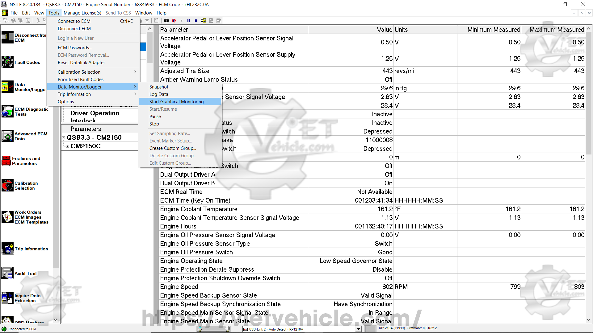 How to use Graphical Monitoring function on Cummins Insite 2