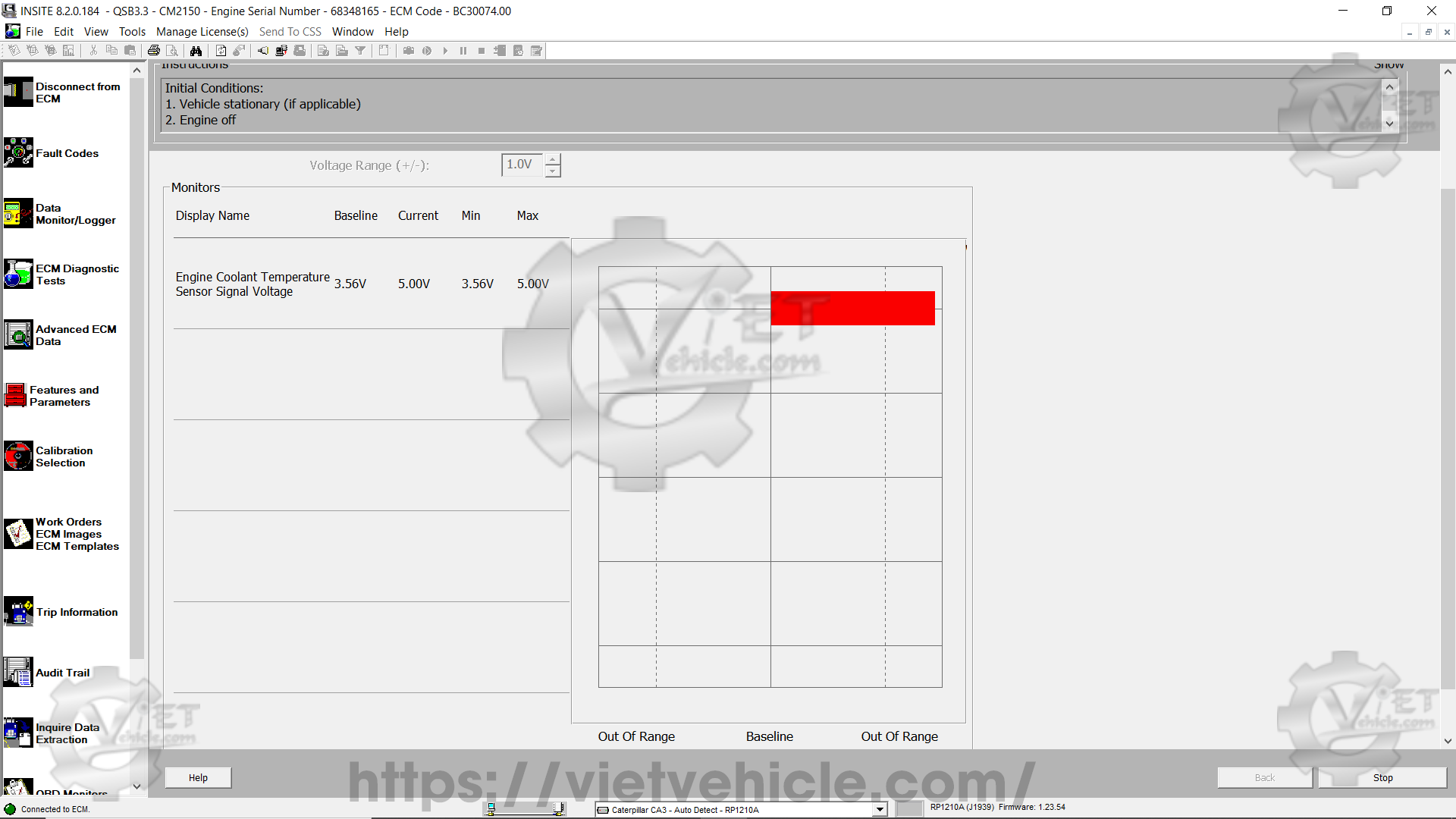 How to use Switch and Sensor Intermittent connection test function on Cummins Insite 6