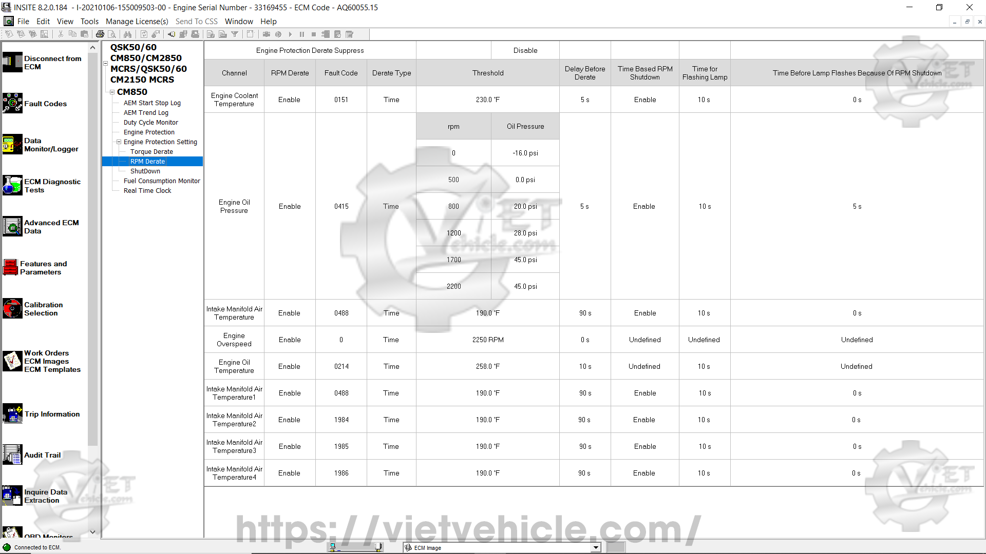How to change Engine Protection parameter on Cummins Insite 7