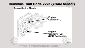Cummins Fault Code 2223 (2-Wire Sensor), PID: P96, SPN 96 Fuel Level (Main Tank) Sensor Circuit - Voltage Below Normal or Shorted to Low Source 16 Cummins Fault Code 2223 2 Wire Sensor