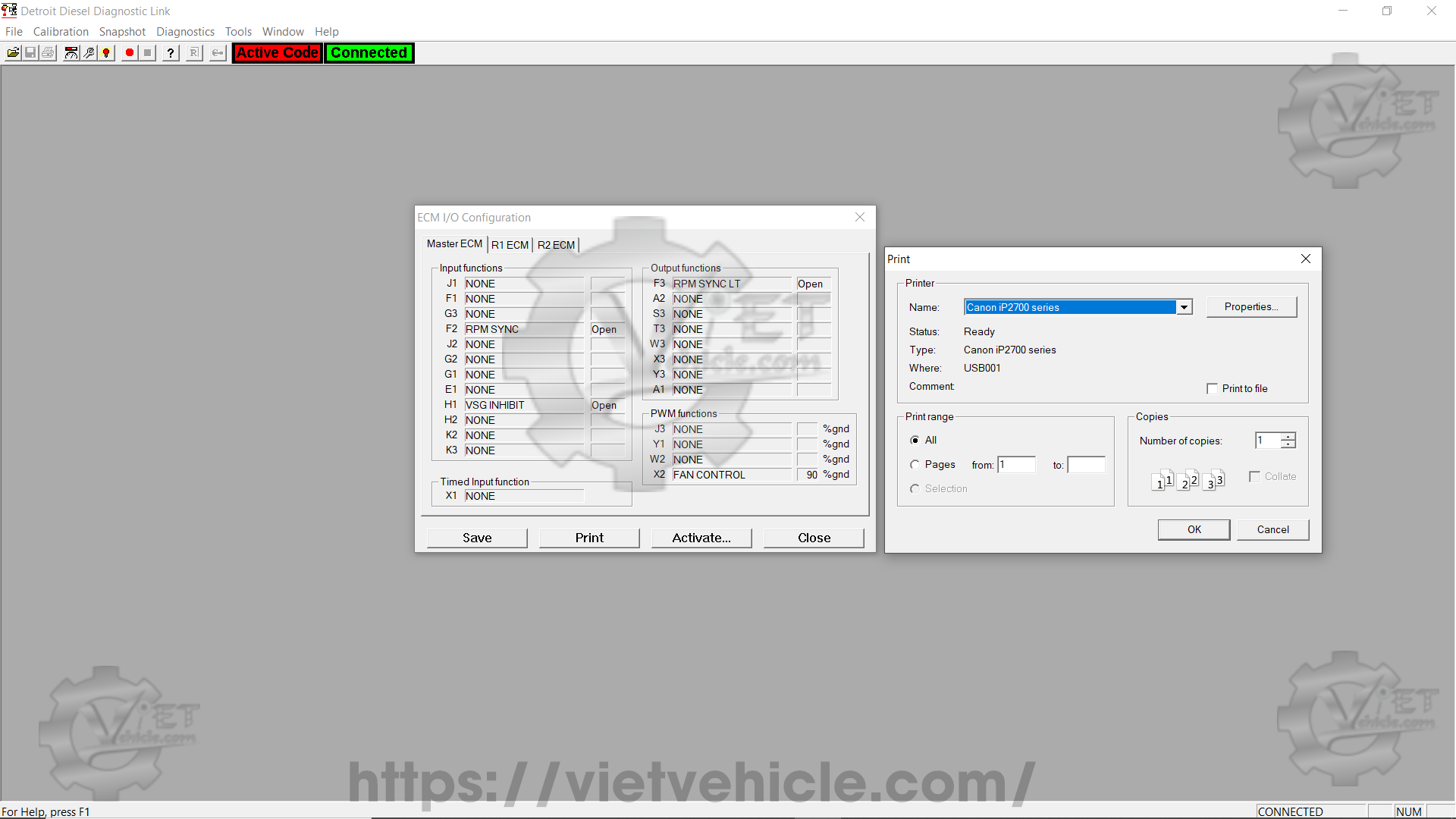 How to use ECM I O Configuration function on Detroit DDDL 1