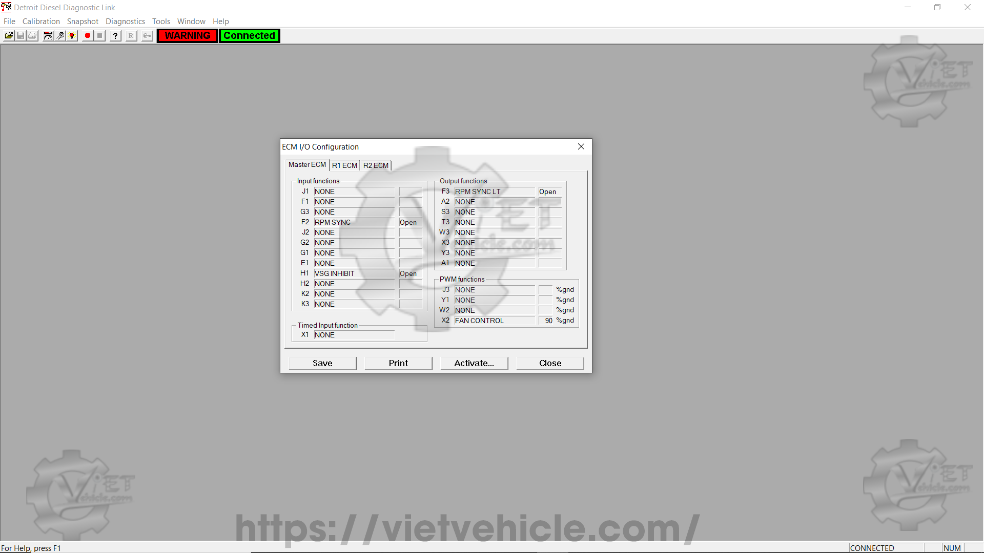 How to use ECM I O Configuration function on Detroit DDDL 3