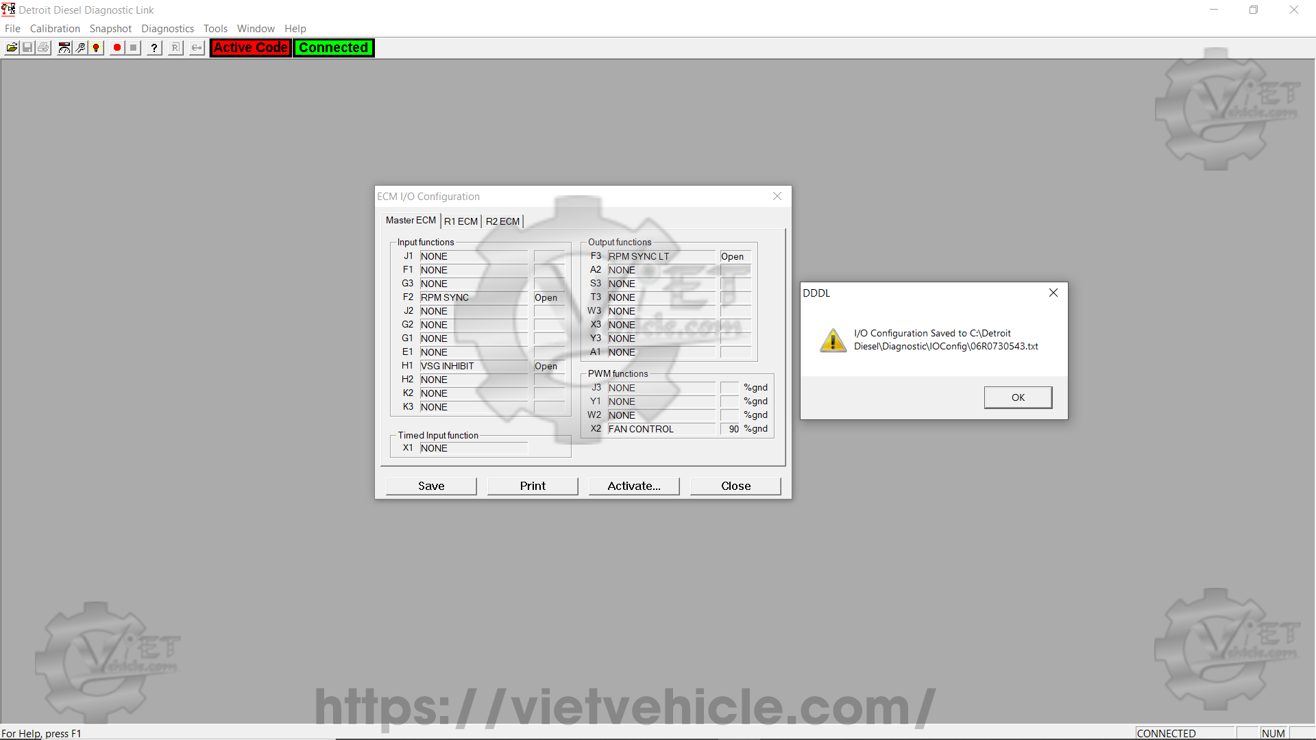 How to use ECM I O Configuration function on Detroit DDDL 4