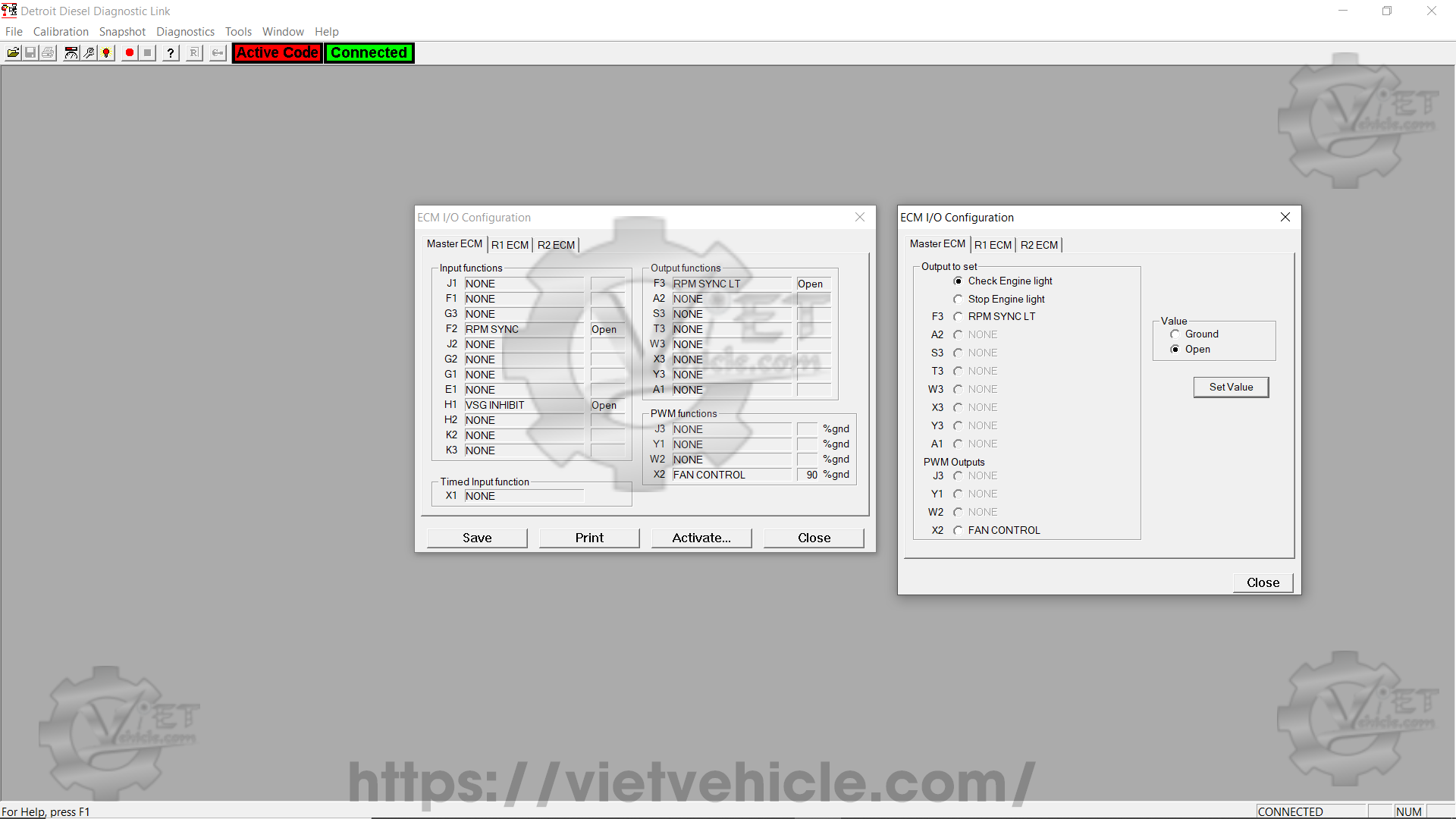 How to use ECM I O Configuration function on Detroit DDDL 5