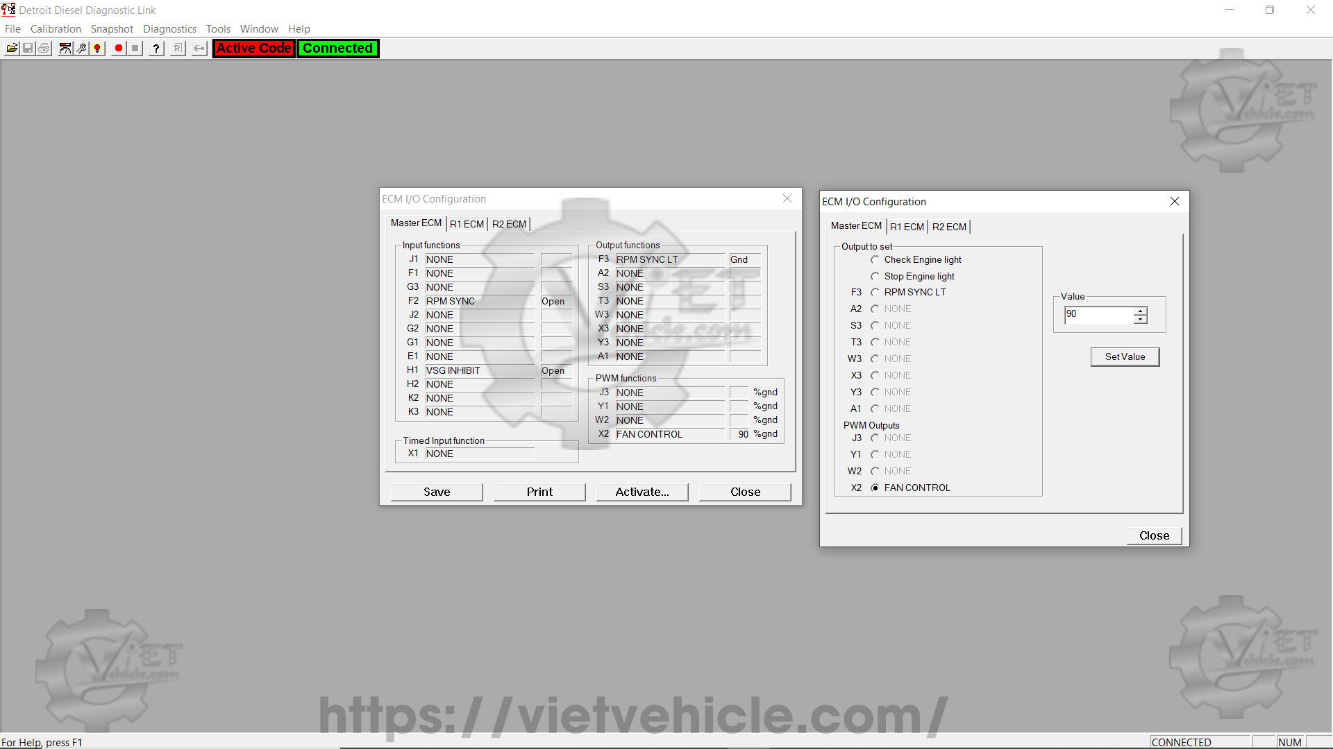How to use ECM I O Configuration function on Detroit DDDL 6